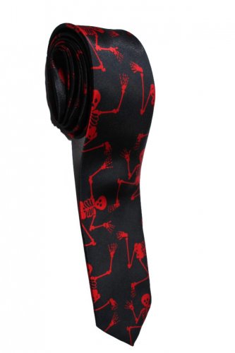 Skeleton Dance RED Slim Novelty Neck Tie