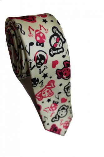 Musical Skull Emo Punk Rock Slim Novelty Neck Tie