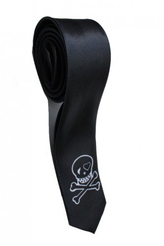Kawaii Eyepatch Pirates Jolly Roger Skull Crossbones Slim Novelty Neck Tie