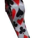 Playing Card Poker Game Silver Slim Novelty Neck Tie