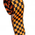 Box Shape Orange  Black Slim Novelty Neck Tie