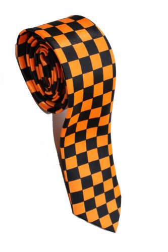 Box Shape Orange  Black Slim Novelty Neck Tie