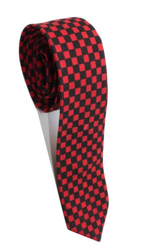 Box Shape Red  Black Slim Novelty Neck Tie