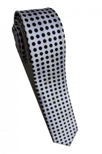 Circle Round Shape Black White Slim Novelty Neck Tie
