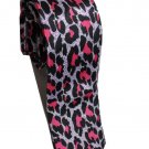 Leopard Spots White Pink Black Slim Novelty Neck Tie