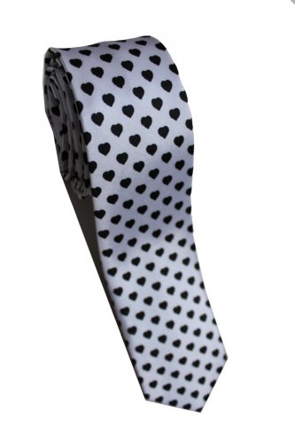 Love Shape Black White Slim Novelty Neck Tie