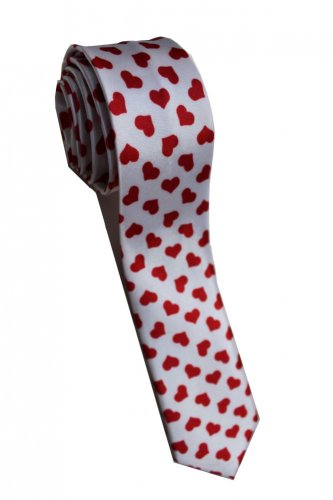 Love Shape Red White Slim Novelty Neck Tie