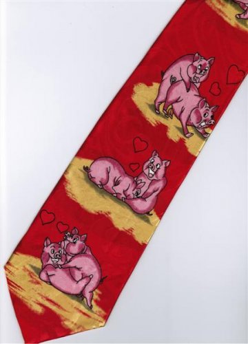 Valentine Day Pig Love 2 Fancy Novelty Necktie