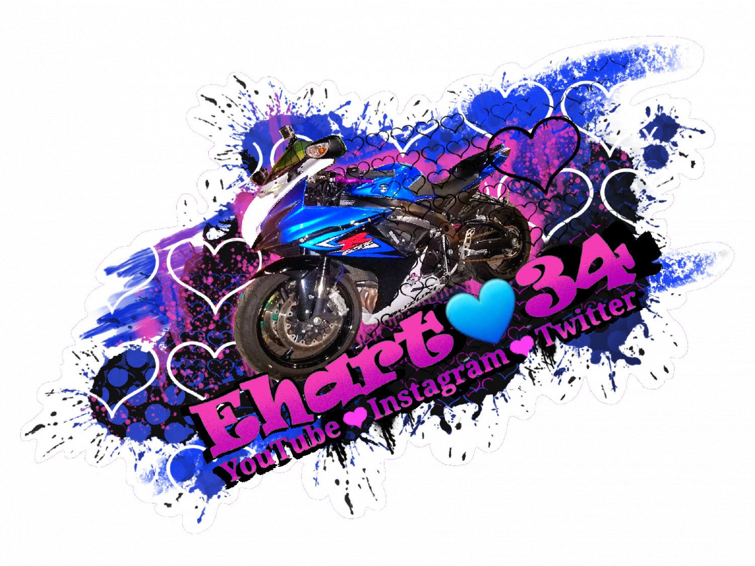 Ehart34 white die cut sticker
