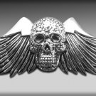 Chrome Large Wing Skull Belt Buckle