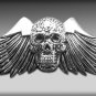 Chrome Large Wing Skull Belt Buckle