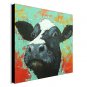 Oil Painting Black Cow's Head Hand Painted Canvas with Stretched Framed Ready to Hang
