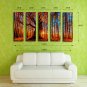 Stretched Canvas Art Red Wood Decorative Painting Set of 5