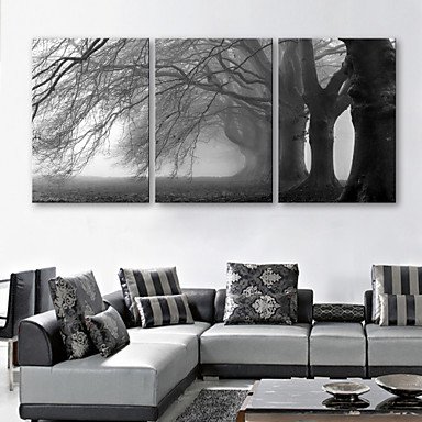 E-HOME Stretched Canvas Art The Tree Decorative Painting Set of 3