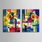 Stretched Canvas Art Sunflower Watercolor Abstract Decoration Painting Set of 2