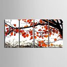 E-HOME Stretched Canvas Art Red Autumnal Leaves Decorative Painting Set of 4