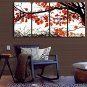 E-HOME Stretched Canvas Art Red Autumnal Leaves Decorative Painting Set of 4