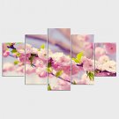 Stretched Canvas Print Floral/Botanical Style Modern,Five Panels Canvas Any Shape Print Wall Decor