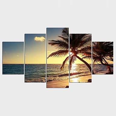 Stretched Canvas Print Abstract Landscape Modern Classic,Five Panels Canvas Any Shape Print Wall D