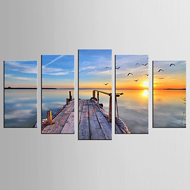 Canvas Set Landscape / Still Life Modern / Realism,Five Panels Canvas Any Shape Print Wall Decor F