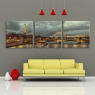 E-HOME Stretched LED Canvas Print Art Tower And Bridge Under The Light LED Flashing Optical Fiber