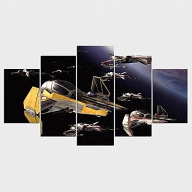 Stretched Canvas Print Landscape Fantasy Style Modern,Five Panels Canvas Any Shape Print Wall Deco