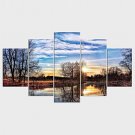 Stretched Canvas Print Landscape Leisure Style Modern,Five Panels Canvas Any Shape Print Wall Deco