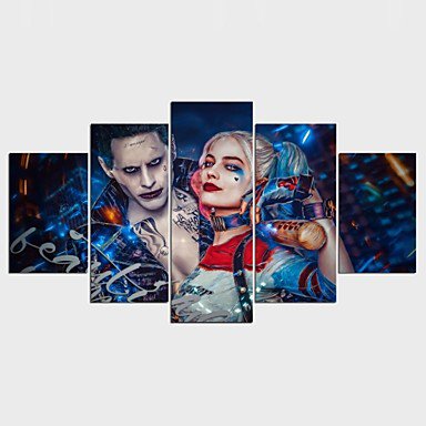 Stretched Canvas Print People Style Modern,Five Panels Canvas Any Shape Print Wall Decor For Home