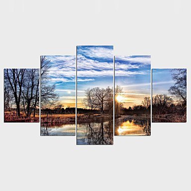 Landscape Style Modern,Five Panels Canvas Any Shape Print Wall Decor For Home Decoration