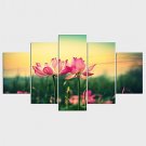 Stretched Canvas Print Floral/Botanical Style Modern,Five Panels Canvas Any Shape Print Wall Decor