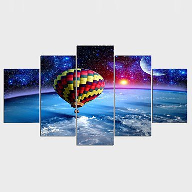Stretched Canvas Print Landscape Leisure Style Modern,Five Panels Canvas Any Shape Print Wall Deco