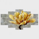 Stretched Canvas Print Floral/Botanical Style Modern,Five Panels Canvas Any Shape Print Wall Decor