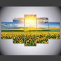 Stretched Canvas Print Floral/Botanical Style Modern,Five Panels Canvas Any Shape Print Wall Decor