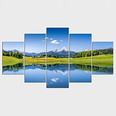 Stretched Canvas Print Floral/Botanical Style Modern,Five Panels Canvas Any Shape Print Wall Decor