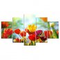 Stretched Canvas Print Floral/Botanical Style Modern,Five Panels Canvas Any Shape Print Wall Decor