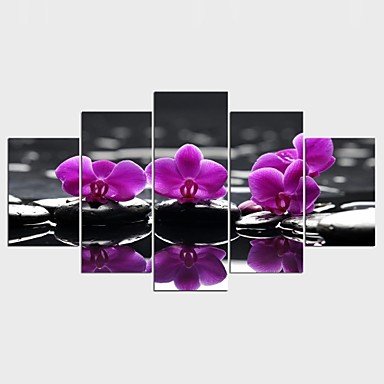 Stretched Canvas Print Floral/Botanical Style Modern,Five Panels Canvas Any Shape Print Wall Decor