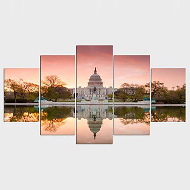 Stretched Canvas Print Landscape Still Life Style Classic,Five Panels Canvas Any Shape Print Wall