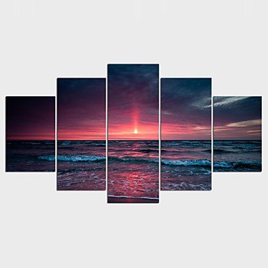 Stretched Canvas Print Landscape Style Modern,Five Panels Canvas Any Shape Print Wall Decor For Ho