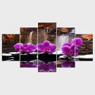 Stretched Canvas Print Floral/Botanical Style Modern,Five Panels Canvas Any Shape Print Wall Decor