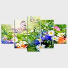Stretched Canvas Print Floral/Botanical Style Modern,Five Panels Canvas Any Shape Print Wall Decor