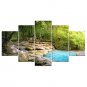 Stretched Canvas Print Floral/Botanical Style Modern,Five Panels Canvas Any Shape Print Wall Decor