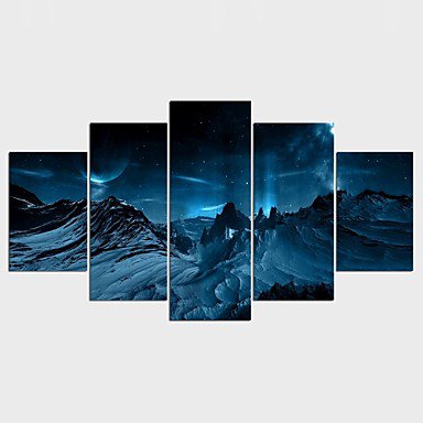 Stretched Canvas Print Landscape Style Modern,Five Panels Canvas Any Shape Print Wall Decor For Ho