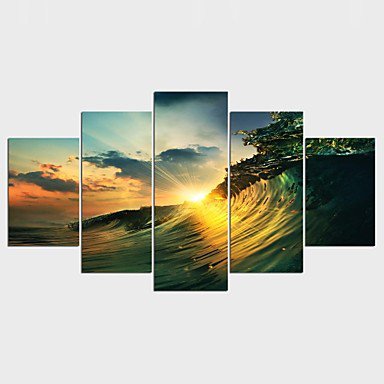 Stretched Canvas Print Landscape Modern,Five Panels Canvas Any Shape Print Wall Decor For Home Dec