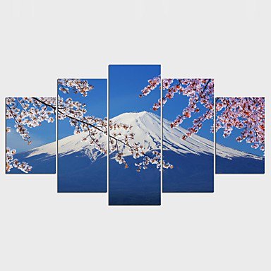 Stretched Canvas Print Floral/Botanical Style Modern,Five Panels Canvas Any Shape Print Wall Decor