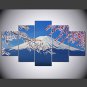 Stretched Canvas Print Floral/Botanical Style Modern,Five Panels Canvas Any Shape Print Wall Decor