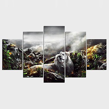 Stretched Canvas Print Animal Style Modern,Five Panels Canvas Any Shape Print Wall Decor For Home
