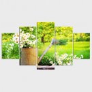 Stretched Canvas Print Floral/Botanical Style Modern,Five Panels Canvas Any Shape Print Wall Decor
