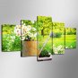 Stretched Canvas Print Floral/Botanical Style Modern,Five Panels Canvas Any Shape Print Wall Decor