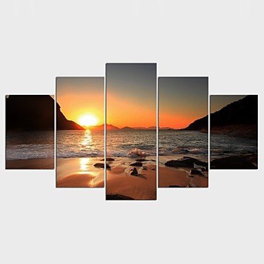 Stretched Canvas Print Landscape Style Modern,Five Panels Canvas Any Shape Print Wall Decor For Ho