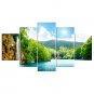 Stretched Canvas Print Landscape Floral/Botanical Style Modern,Five Panels Canvas Any Shape Print